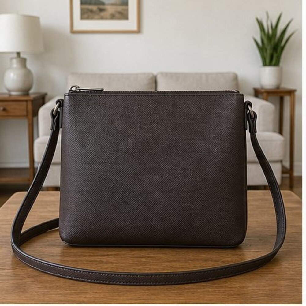 Espresso Saffiano Crossbody Bag